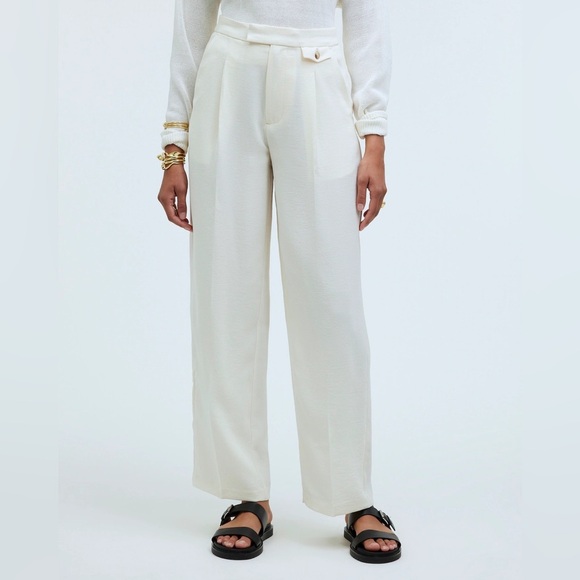 NWT Madewell The Rosedale High-Rise Straight Pant in Crepe Antique Cream Size 14 - Picture 1 of 7
